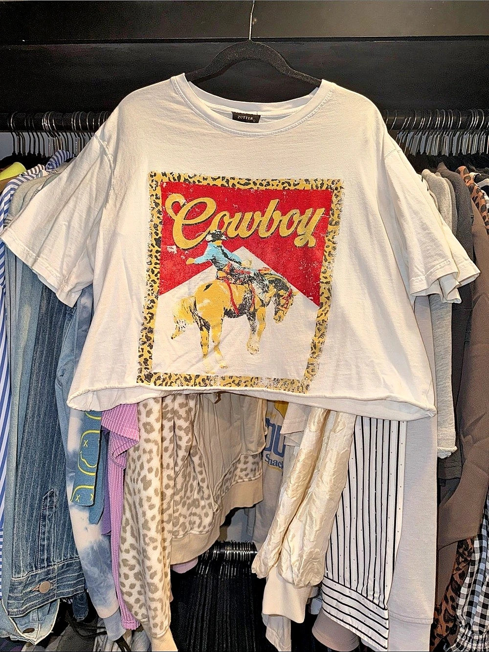 Cowboy Graphic Short Sleeve Tee in White & Red